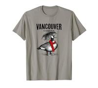 Funny Vancouver Goose with Umbrella and Scarf Art T-Shirt