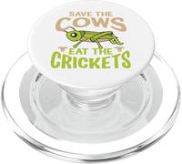 Funny Vegan Quote - Eat The Crickets - Save The Cows PopSockets PopGrip for MagSafe