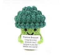 "Funny Vegetable Crochet Plushies broccoli Emotional Support broccoli with Positive Card nitted Pocket Hug Doll Motivational Mental Health Gifts for Colleagues, Friends (Broccolis Edition)
