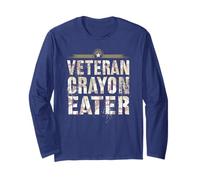 Funny Veteran Crayon Eater Jarhead Brother Military Dad Joke Long Sleeve T-Shirt