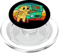 Funny Video Gamer Cat Lover Gift Pinball Arcade Game Retro PopSockets PopGrip for MagSafe