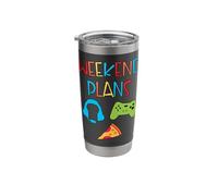 Funny Video Gamer Weekend Plan Pizza Gamepad Kids Fun Gaming Stainless Steel Insulated Tumbler