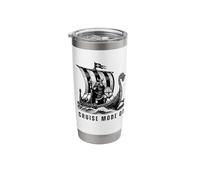 Funny Viking Cruise Mode on Warrior on Longboat Viking Ship Stainless Steel Insulated Tumbler