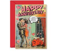Funny Vintage Anniversary Cards - Comic Retro - Happy Wedding Anniversary Card for Husband Wife Boyfriend Girlfriend, 5x7 Inch Unique Greeting Cards Gift