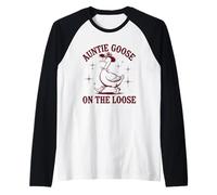Funny Vintage Auntie Goose On The Loose Mother's Day Raglan Baseball Tee
