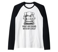 Funny Vintage Cat Quote Meme What Am I Doing with My Lives Raglan Baseball Tee