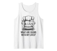 Funny Vintage Cat Quote Meme What Am I Doing with My Lives Tank Top