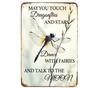 Funny Vintage Dragonfly Sign May You Touch Dragonflies And Stars Dance Motivational Quotes Creative Tin Signs For Bar Kitchen Pub Man Cave Home Gift Wall Decor Retro Metal Tin Sign 8X12 Inches