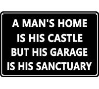 Funny Vintage Garage Decor Funny Little Man Cave Signs A Man'S Home Is His Castle But His Garage Is His Sanctuary Sign Man Cave Signs And Decor Garage Stuff 8x12 Inch
