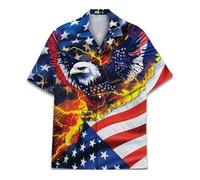 Funny Vintage Hawaiian Shirts for Men Unisex Mens Hawaiian Shirts Casual Short Sleeve Button Down Shirt Men, American Eagle, XXL