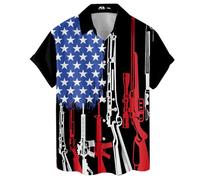 Funny Vintage Hawaiian Shirts for Men Unisex Mens Hawaiian Shirts Casual Short Sleeve Button Down Shirt Men, American Gun, XL