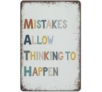 Funny Vintage Metal Mistakes Allow Thinking To Happen Print Boho Math Classroom Print Boho Classroom Decor It's Ok To Make Mistakes Suitable For Bar Cafe Decor School Wall Decor Tin Sign 8 x 12 Inch
