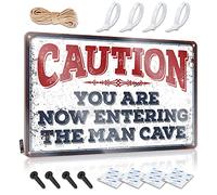 Funny Vintage Metal Sign Caution! You Are Now Entering The Man Cave Sign Tin Sign Man Cave Decor Metal Sign Funny(20X30CM)