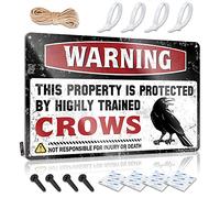 Funny Vintage Metal Sign Warning This Property Is Protected By A Highly Trained Crows Tin Sign Funny Garage Signs For Men Funny Signs For Home De(30X40CM)