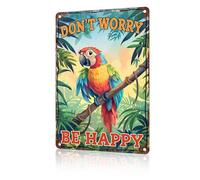 Funny Vintage Metal Signs Don't Worry Be Happy Tin Sign for Home Kitchen Retro Decor Yard Garden Outdoor 8"x12"