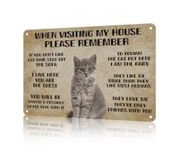 Funny Vintage Metal Signs Visitor’s Guide to Interacting with Cats Tin Sign for Home Kitchen Retro Decor Yard Garden Outdoor 12×16 Inch