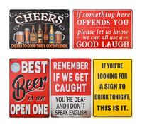 Funny Vintage Metal Tin Bar Signs - Retro Man Cave Wall Decor, 20x30 cm (5-Pack) - Humorous Vintage Metal Signs for Home Pub, Outdoor Tiki Bar, Garden Plaque