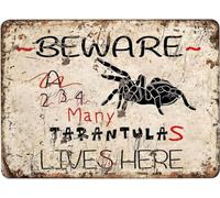 Funny Vintage Metal Tin Sign Personalized Wall Poster Tarantula Beware For Garage Man Cave Cafe Bar Pub Club Coffee Beer Patio Home Decor 6x8 Inch