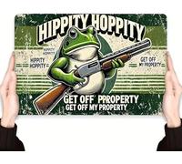 Funny Vintage Metal Tin Signs Frog Room Decor Hippity Hoppity Get Off My Property Sign No Tresspassing Private Property Signs Art Wall Decor Poster for Home Wall Bedroom Door Garden 8x12 Inch