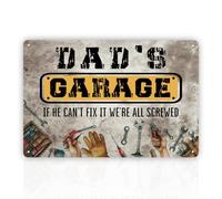 Funny Vintage Metal Tin Signs, Retro Garage Dad's If He Can't Fix It We're All Screwed, Sign Gift for Grandpa Dad Workshop Wall Decor 8"x12"