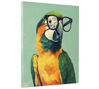 Funny Vintage Parrot Canvas Prints Wall Art 12 * 16 x1, Cute Fun Glasses Wall Art for Living Room Bathroom, Big Small Vertical Bird Decorative Bedroom Women Men