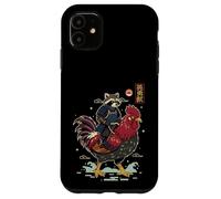 Funny Vintage Raccoon Rooster Chicken Japanese Ukiyo-e Art Case for iPhone 11