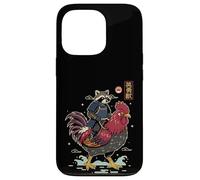 Funny Vintage Raccoon Rooster Chicken Japanese Ukiyo-e Art Case for iPhone 13 Pro