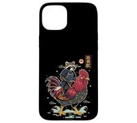 Funny Vintage Raccoon Rooster Chicken Japanese Ukiyo-e Art Case for iPhone 15 Plus