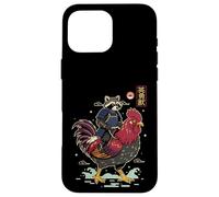 Funny Vintage Raccoon Rooster Chicken Japanese Ukiyo-e Art Case for iPhone 16 Pro Max