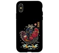 Funny Vintage Raccoon Rooster Chicken Japanese Ukiyo-e Art Case for iPhone X/XS