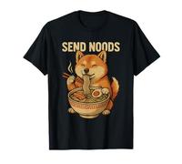 Funny Vintage Shiba Inu Eating Ramen Noodles Artwork T-Shirt