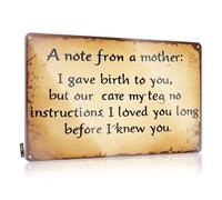 Funny Vintage Signs A Note From A Mother. Tin Sign Metal Man Cave Decor Bedroom Door Decorations(20X30CM)
