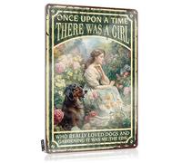 Funny Vintage Signs Backyard Decor Wall Decor | Once Upon A Time There Was A Girl Who Really Loved Dogs And Gardening Grunge For Workshop Home(20X30CM)