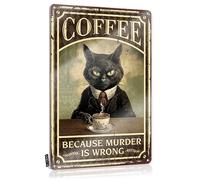 Funny Vintage Signs Vintage Custom Tin Sign, Accessory Fade Resistant Coffee Because Murder Is Wrong For Home Kitchen | Stunning Vintage Decor For Outdoor Bar Party(30X40CM)