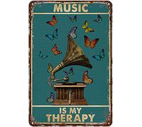 Funny Vintage Tin Metal Sign Music Is My Therapy Musicnostalgic Tin Sign For Home Cofe Kitchen Pub Bar Wall Decor 20x30cm