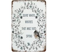 Funny Vintage Tin Metal Sign Silver White Winters That Melt Into Spring Winter Sign My Favorite Things Decor Suitable For Home And Kitchen Bar Cafe Garage Wall Decor 12x16 Inch