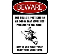 Funny Vintage Tin Metal Sign Witch Beware This House Is Protected By An Energy That You’Re Not Prepared To Deal With Wall Decor Poster Wall Art Nostalgic Tin Sign For Home Cofe Bar 20x30cm