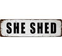 Funny Vintage Tin Metal Tin Sign Aluminum Sign - She Shed - For Office, Garage, Garden And Man Cave, Coffee Station Decor, 4X16 Inch