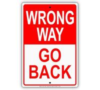 Funny Vintage Tin Signs Metal Wall Arts Wrong Way Go Back Street Road Safety Warning Street Home Yard Farm Garden Garage Inspirational Quotes Wall Sticker Decor Vintage Tin Sign 8x12 Inch