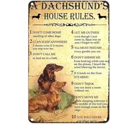 Funny Vintage Tin Signs Retro Metal Signs - A Dachshund House Rules Dog Lovers - Cafe Bar Home Wall Art Decoration Retro Metal Tin Sign 5.5X8 Inch