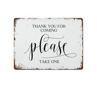 Funny Vintage Wall Decor Sign Thank You for Coming Please Take One Wedding Signs Table Sign Wedding Decor Sign Decor for Home Bar Cafe Office Store Hotel Room 8"x12"