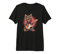 Funny Vintage Yorkie Rock Playing Guitar Rock Premium T-Shirt