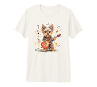 Funny Vintage Yorkie Rock Playing Guitar Rock Premium T-Shirt