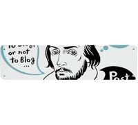 Funny VintageTin Sign,Shakespeare Portrait with Speech Bubbles and Social Media Citation Illustration 40x10 cm Notice Sign for Indoor Outdoor Yard Street Signs