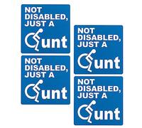 Funny Vinyl Car Bumper Window Stickers - NOT REALLY DISABLED JUST A C#NT CAR DECALS - 100mm X 100mm - 4 Pack,Blue