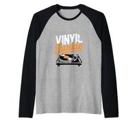 Funny Vinyl Junkie Saying Music Lover Turntable Raglan Baseball Tee