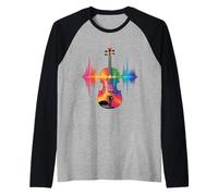 Funny Violin Rainbow Soundwave Music Spectrum Raglan Baseball Tee