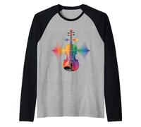 Funny Violin Rainbow Soundwave Music Spectrum Raglan Baseball Tee