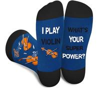 Funny Violin Socks for Men Dad Teenage Boys - Novelty Funky Odd Fun Music Socks for Violinist Musician - Musical Accessories Decorations Fathers Day Birthday Gifts Ideas Christmas Stocking Filler