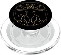 Funny Vitruvian Cat Leonardo Vintage Kitten Da Vinci Kitty PopSockets PopGrip for MagSafe